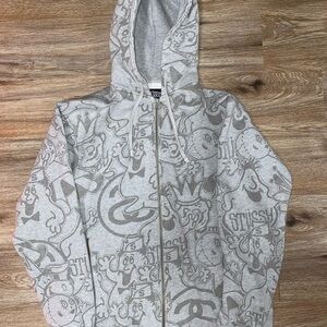 Stussy Grey Zip Up Hoodie